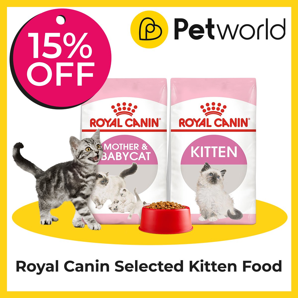 Calling all kitten parents! 🐱🎉
Get 15% off selected bags of Royal Canin Kitten food at Petworld 🙌💕
Don't miss out on this purr-fect deal!
Browse online today pulse.ly/azbgwdsm86

#PetWorld #KittenCuteness #RoyalCanin