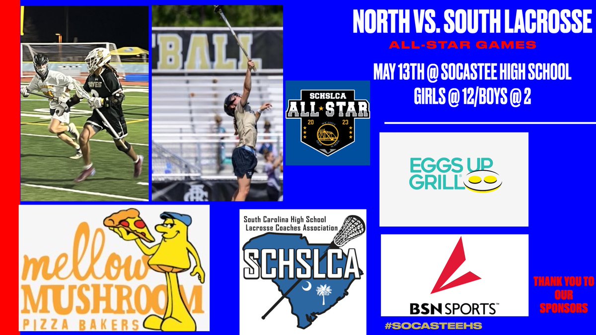 2023 N-S All-Star Game at Socastee HS, Saturday 5/13. We are hosting the best players in the state and are proud of our athletes that are participating! Jewelyan Peters, Savannah Limehouse and Hailey Rappeno! Good Luck to our All-Stars this weekend!