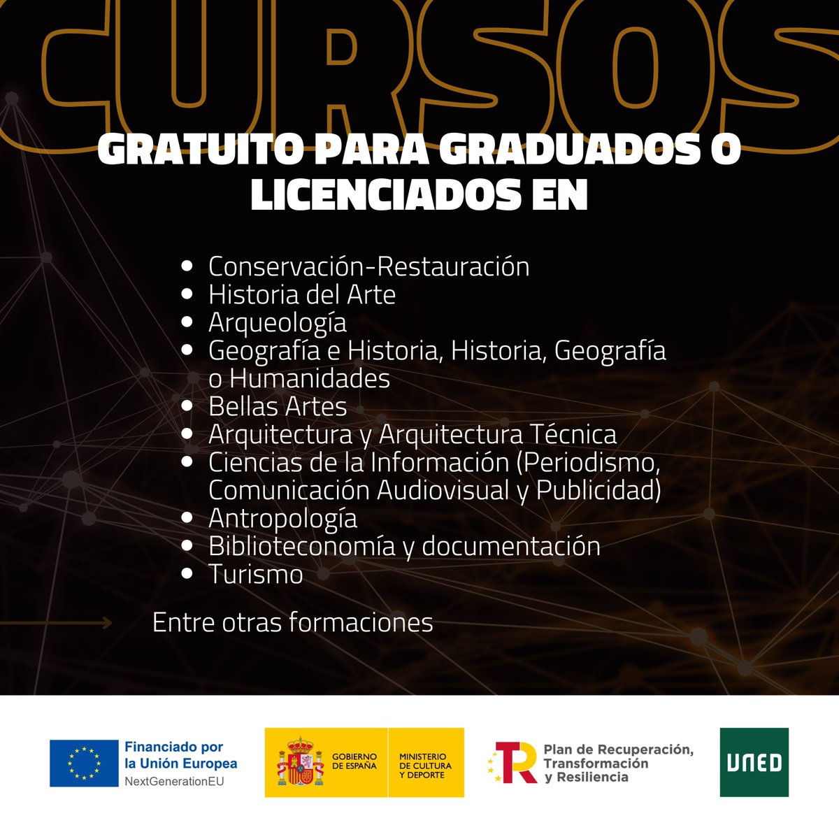 culturagob's tweet photo. ¡No dejes pasar la oportunidad de formarte como experto digital en #PatrimonioCultural! El @culturagob, a través de la @UNED, lanza este proyecto que proporcionará a 10.000 profesionales del sector la formación en capacidades digitales 📚 @P_Recuperacion https://t.co/5hgQmwGVb2 https://t.co/7YI4iAkOZT