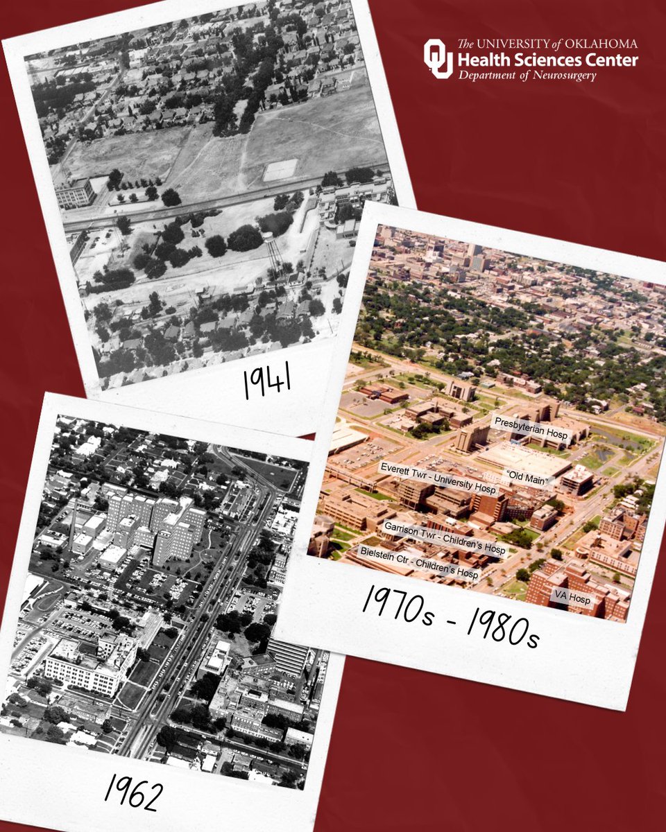 OU_Neurosurgery's tweet photo. Take a trip down memory lane. Check out the @OUHealth medical campus from the 1940s through the 1980s!
#OUNS #neurosurgeon #neurosurgery #neurotwitter #throwbackthursday #tbt https://t.co/iSsqfBtKU3