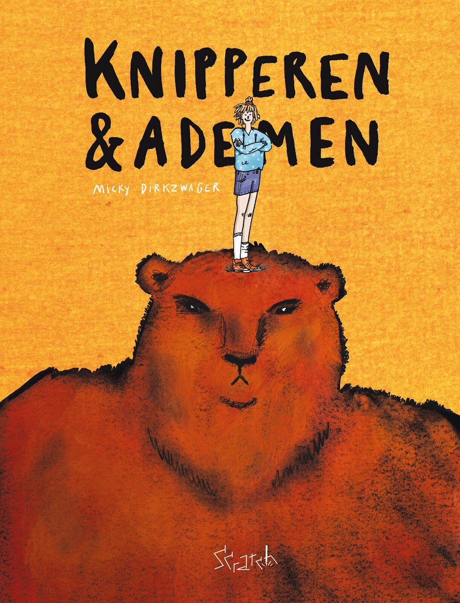 stripland_BENL's tweet photo. #Knipperen & #Ademen is het afstudeerproject (HKU) van de Nederlandse #MickyDirkzwager. Nu als beeldverhaal te verkrijgen bij #ScratchBooks. Hoe ga je om met beren die de weg versperren, maar die je ook troosten als je het niet meer ziet zitten? Over een eetstoornis, met humor. https://t.co/r19LE06XN4