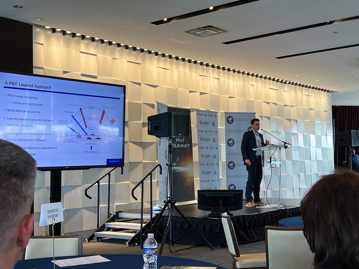 SafranFedSys's tweet photo. LIVE from the @DSI_Group Assured PNT Summit 2023!📡
Our team kicked it off strong yesterday in National Harbor, MD! Chris Kiedrowicz presented on PNT Assurance.
If you didn't have an opportunity to say hi to the team, you still have time today!
#CMOSS #ResilientPNT #OroliaDS https://t.co/qEPH9SbpG9