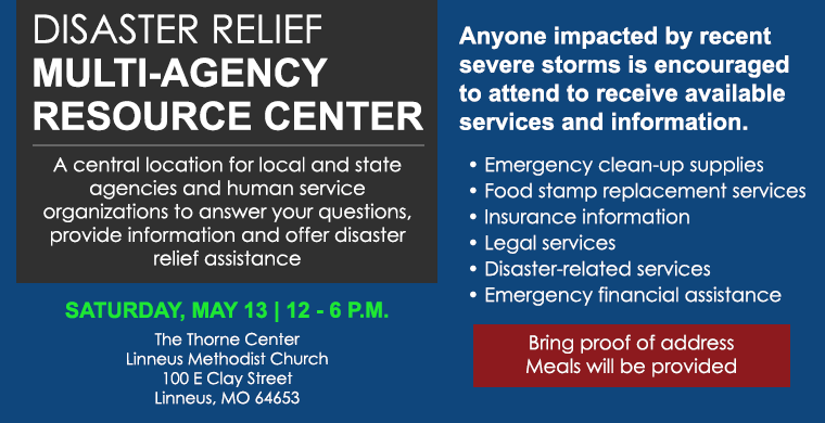 MoSEMA_'s tweet photo. Please share! There will be a Multi-Agency Resource Center (MARC) on Saturday, May 13 for those impacted by recent severe storms &amp; tornadic activity in Linn &amp; Grundy Counties. If you've been affected &amp; need help, please come by &amp; find out what resources are available ⬇️ https://t.co/MhGiBqCCIE