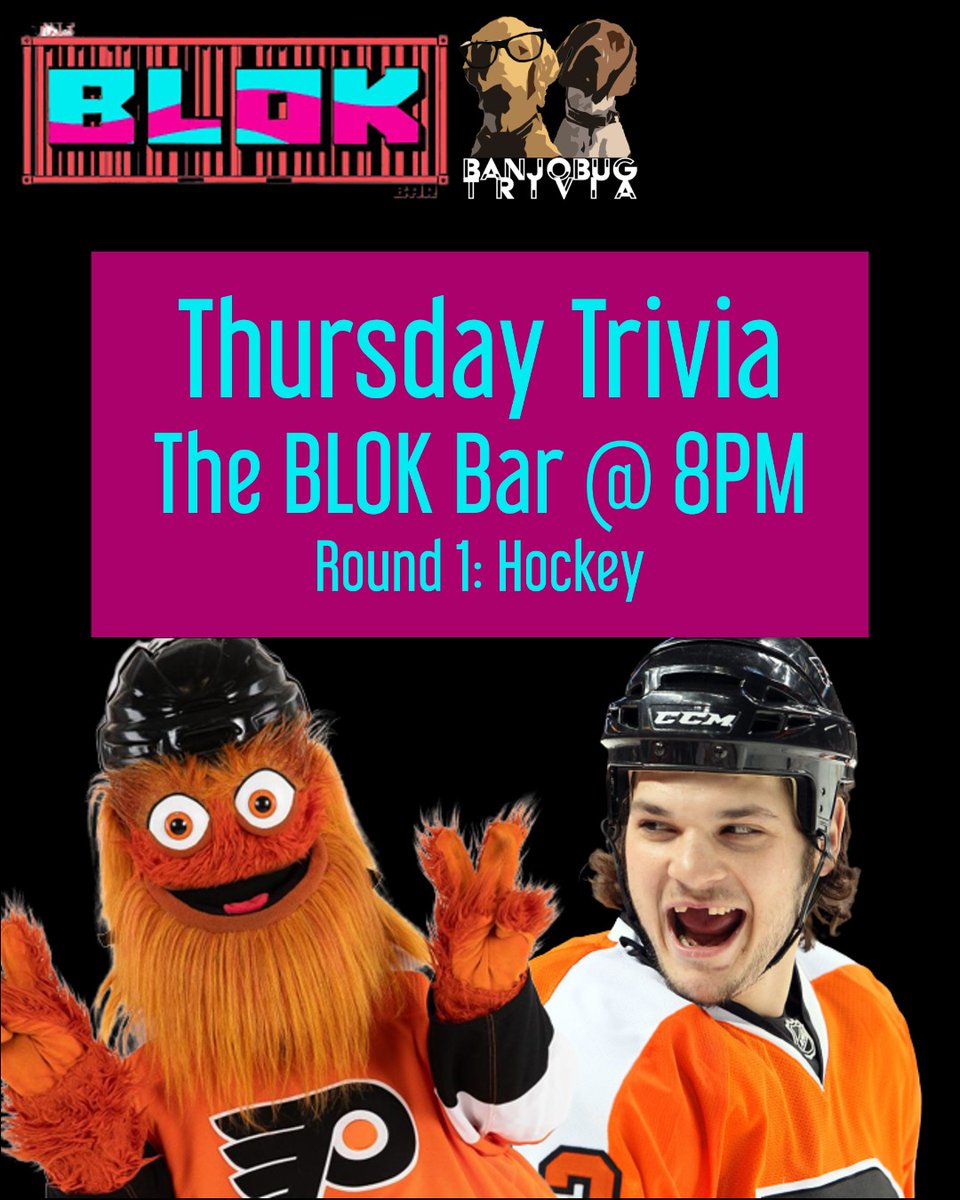 BanjoBugTrivia's tweet photo. Get your best KNUCKLEPUCK ready. Traci's got TRIVIA TONIGHT at The Blok Bar!

First Five Questions are about HOCKEY (and probably not JUST about 1992 cinematic masterpiece "The Mighty Ducks" but you never know).

Puck drops at 8! https://t.co/rNdv6b0Xe3