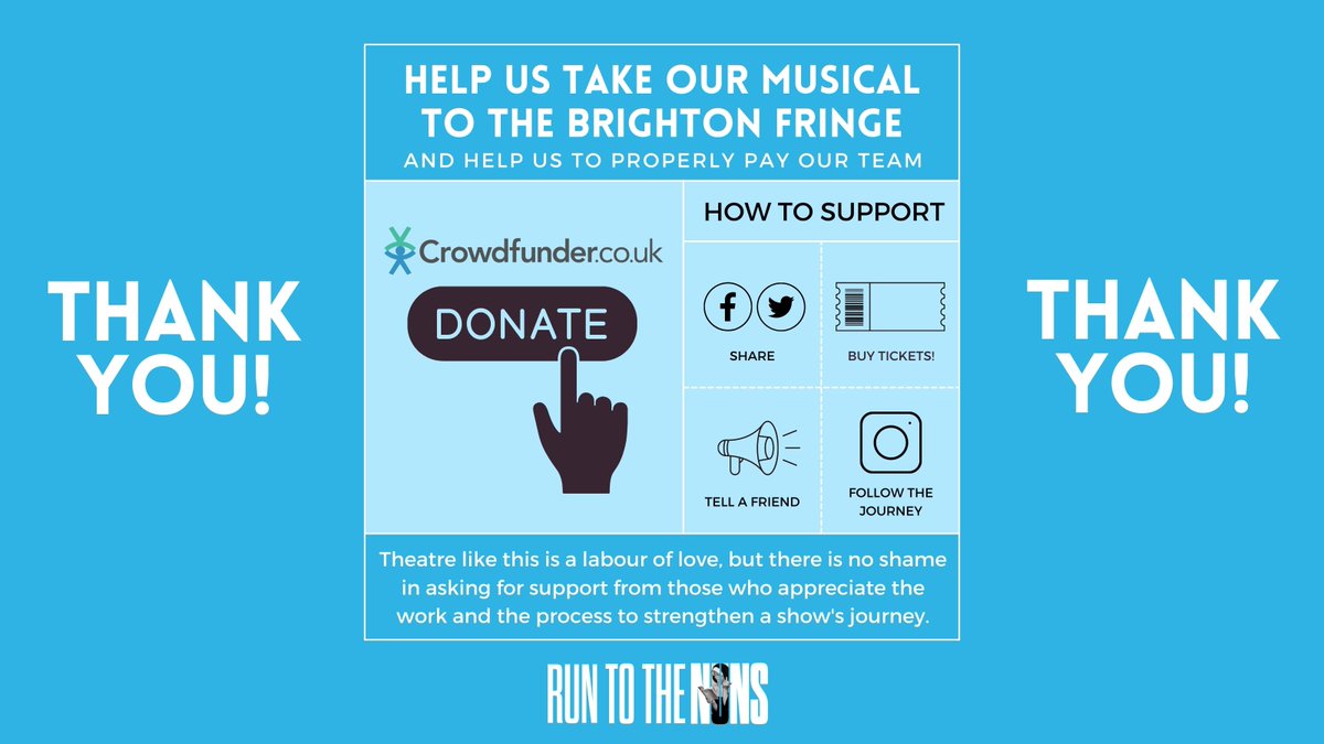 Our production is FUNDRAISING ✝️🌈💸

(Please read image contents)

Consider investing in the future of our special musical, 'Run to the Nuns', and help us make sure all members of the team are paid fairly.

DONATE HERE: crowdfunder.co.uk/p/bring-our-qu…

Thank you x