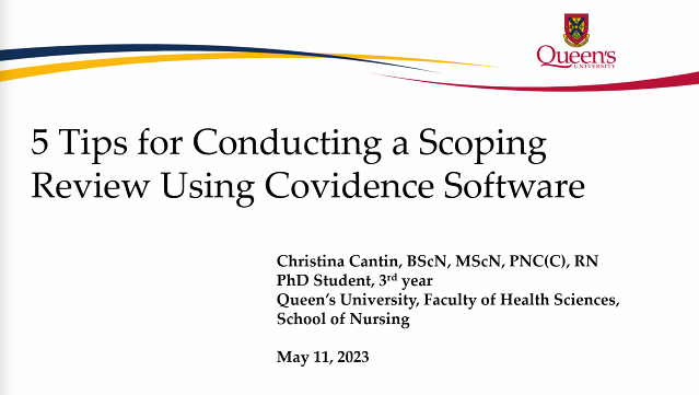 madirob12's tweet photo. Everyone needs these tips from @Cantin_Christin on conducting a scoping review using @Covidence - so key for graduate students #queensresearch @QueensuHQ @QueensuSON https://t.co/eQ8yWKefPg