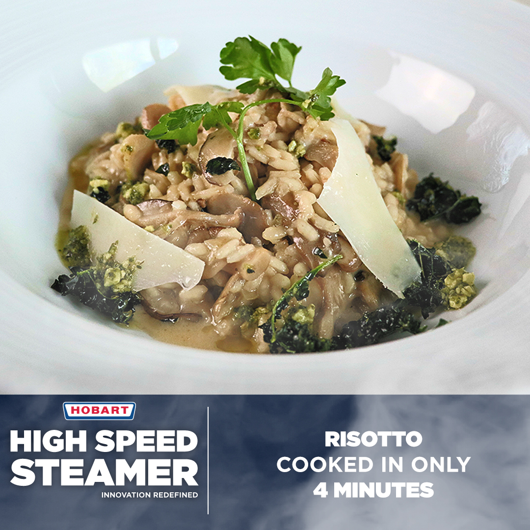 The High Speed Steamer can do more than just steam vegetables; individual or bulk batches of Risotto can be cooked in only 4 minutes.

Find out what else the High Speed Steamer can do: hobartuk.com/highspeedsteam…

#InnovationRedefined #HighSpeedSteamer