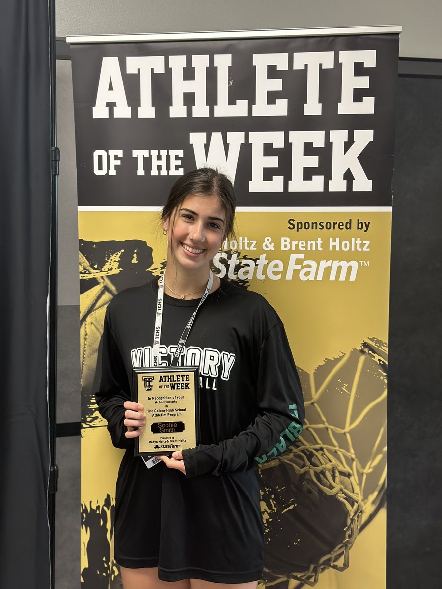 Congratulations Sophie Smith <a href="/TheColonyHS/">The Colony HS</a> for being recognized as the Athlete of the Week!  It was an honor to be there this morning to surprise you alongside your family &amp; coaches. Sophie is ranked 4th in her class, is a Track &amp; Volleyball athlete and is graduating this month!