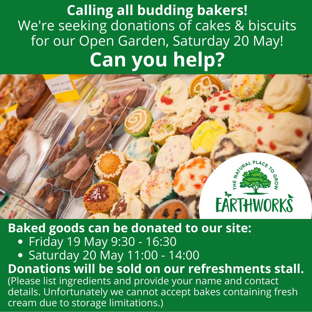 Preparations are progressing for our Open Garden &amp; we're looking forward to welcoming the local community to our eco-gardens. If you'd like to contribute to preparations, we're in need of donations of baked good for our refreshment stall #charitybakesale #earthworksstalbans