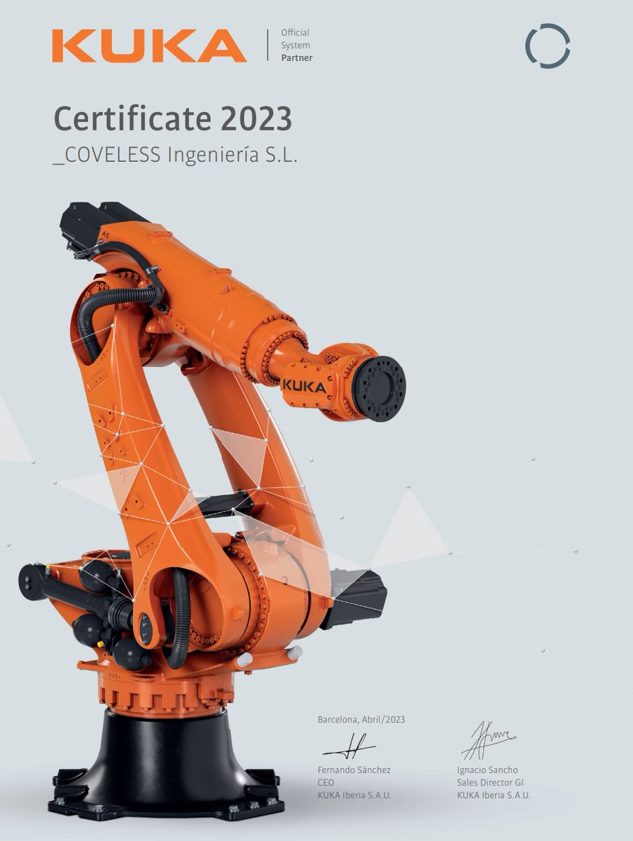 Muchas gracias a Kuka Robots Ibérica por ayudarnos a dar las mejores soluciones a nuestros clientes.
#Coveless #roboticsolutions