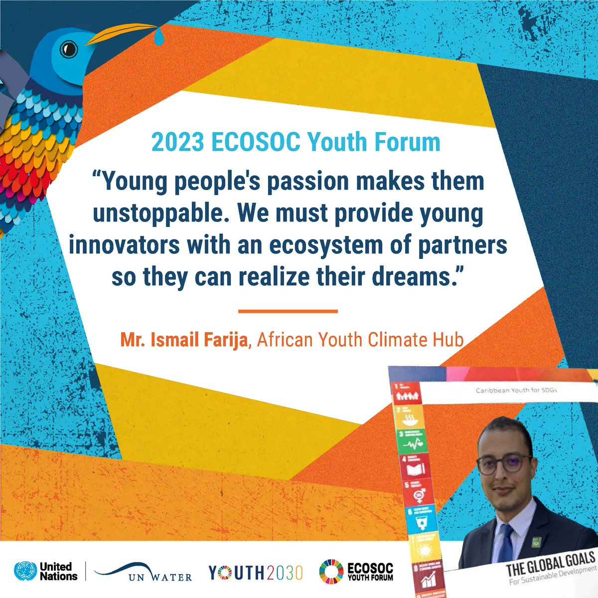 UN_Water's tweet photo. #Quote from #Goal6 event hosted on 25 April during the #ECOSOC Youth Forum.

💦 Water for Health and Cooperation: Youth Priorities, Challenges, and Success Stories 💦 https://t.co/StJO7weIbt