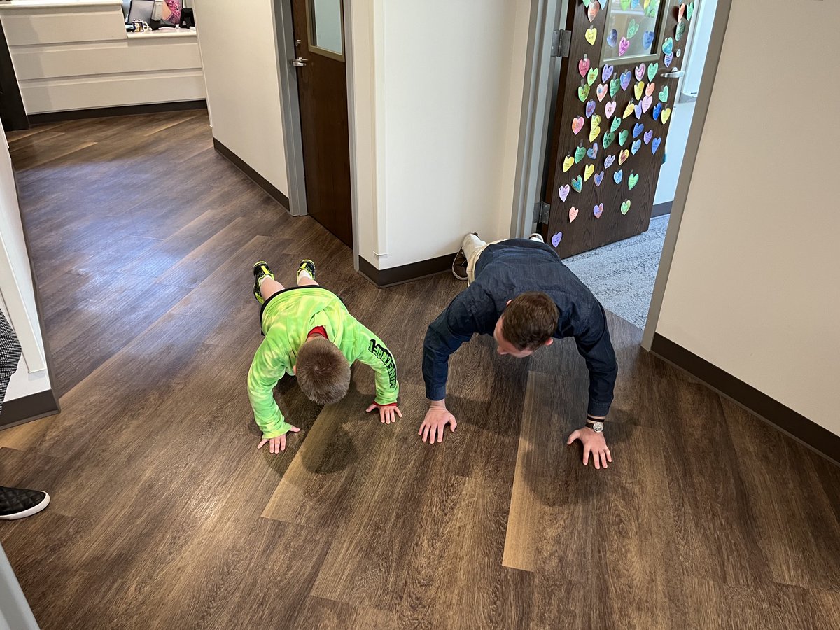 Positive behavior means adult ( and sometimes student) push-ups!   Love the smiles and teamwork!