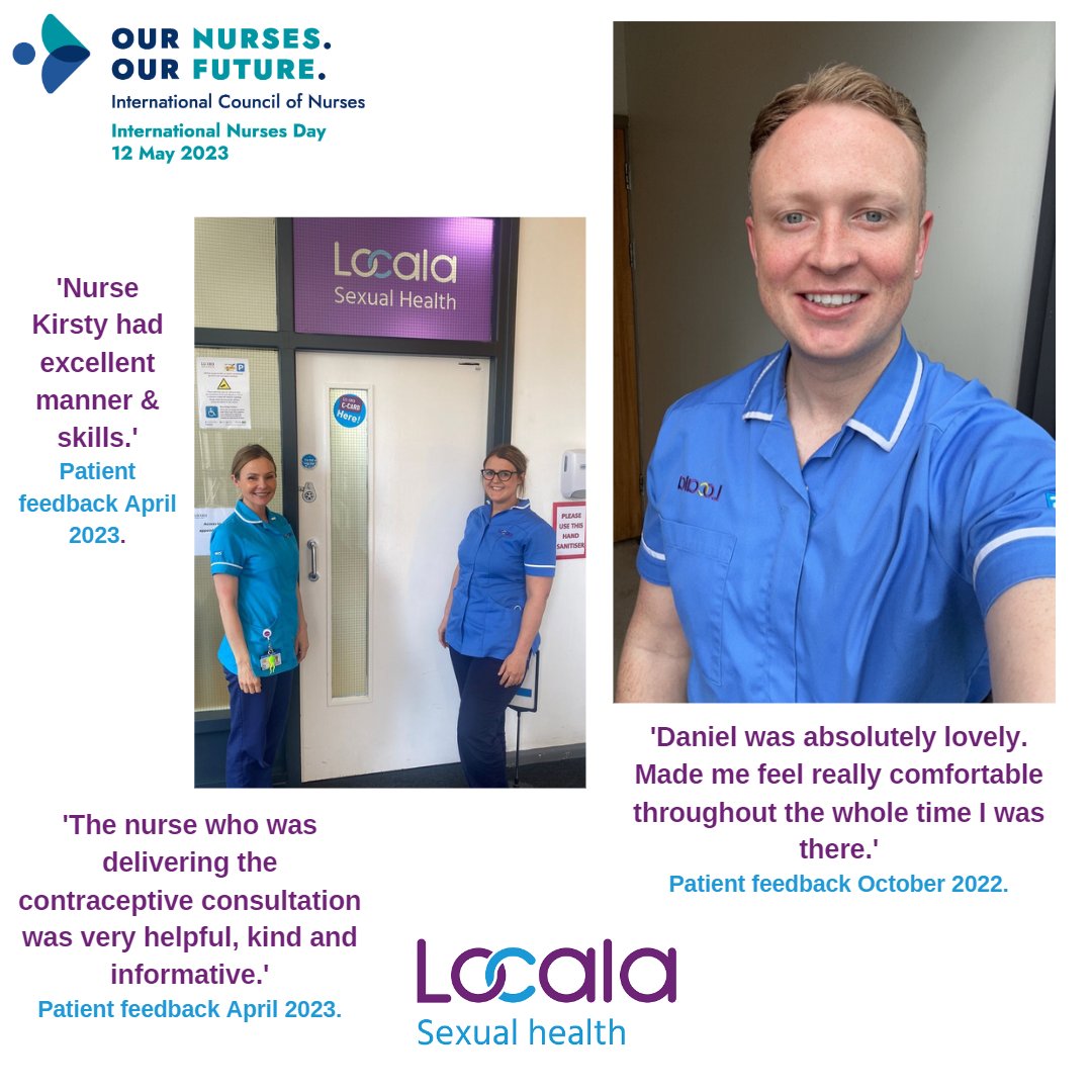 Locala_Safesex's tweet photo. This #FeedbackFriday we're celebrating the amazing nurses of #LocalaSexualHealth🌟
We're sharing #Feedback from our patients, so you can hear what our service is like. Well done to our wonderful #Nurses 👏
#InternationalNursesDay #SexualHealth #PatientExperience #LocalaIsGood https://t.co/jHaLE47kVO