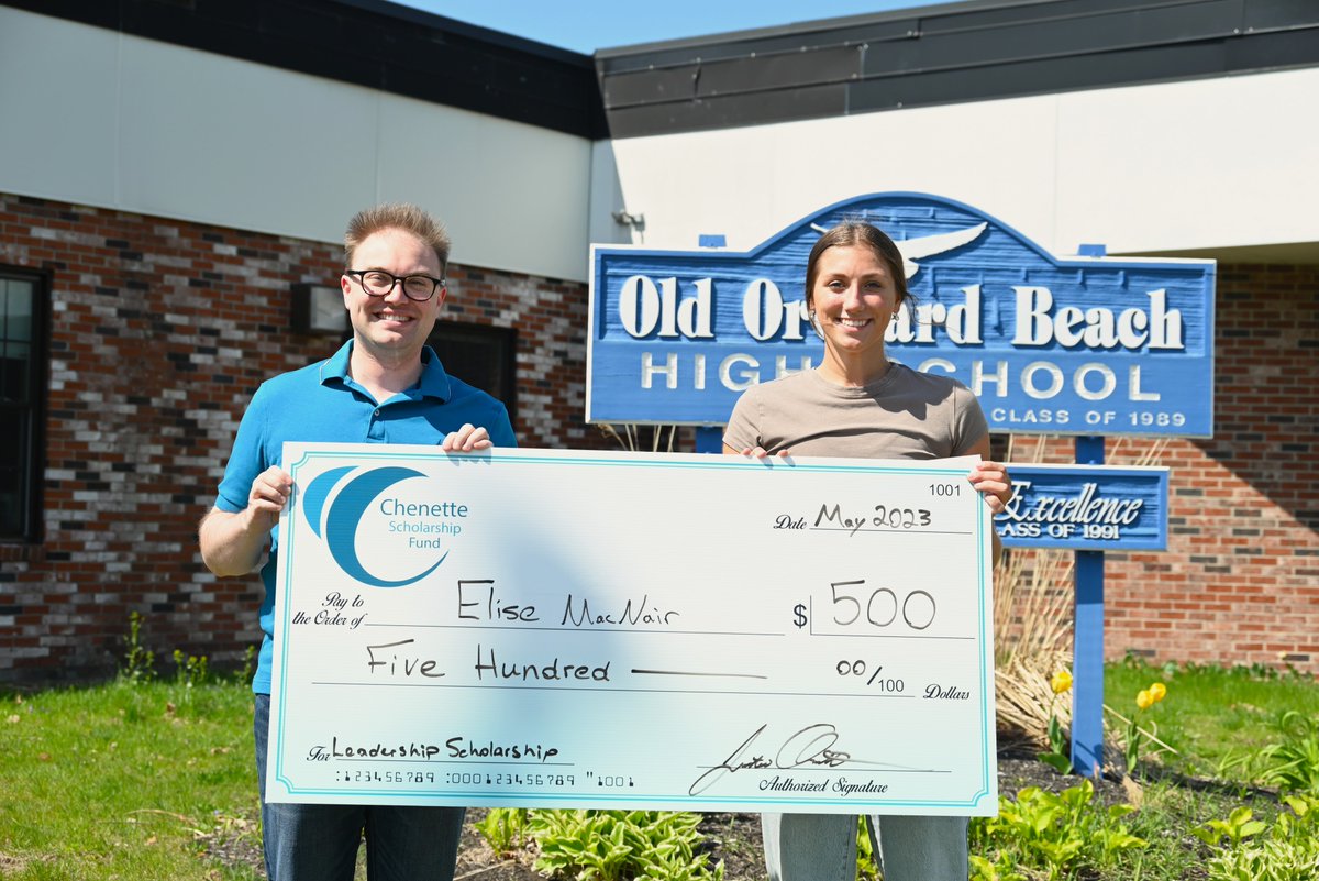 Elise MacNair is our Chenette #Leadership #Scholarship recipient at Old Orchard Beach High School! Elise is someone who sets the bar high not only for herself, but also inspires those around her. She has been class president &amp; in Interact all 4 years.