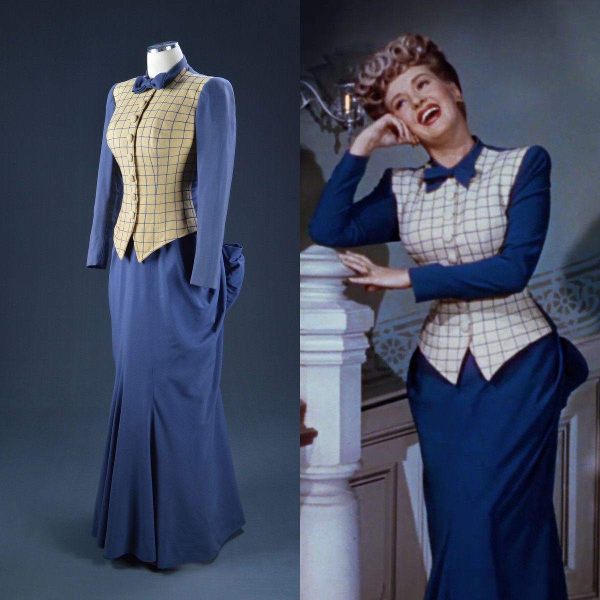 kateStrasdin's tweet photo. In the 1947 movie The Shocking Miss Pilgrim, Betty Grable plays the title role of a late c19th typist, first female employee at a shipping firm and champion of women’s suffrage. She also gets natty costumes by Orry Kelly. Collection of Motion Picture Costume Design #Hollywood https://t.co/j4a8LewubU