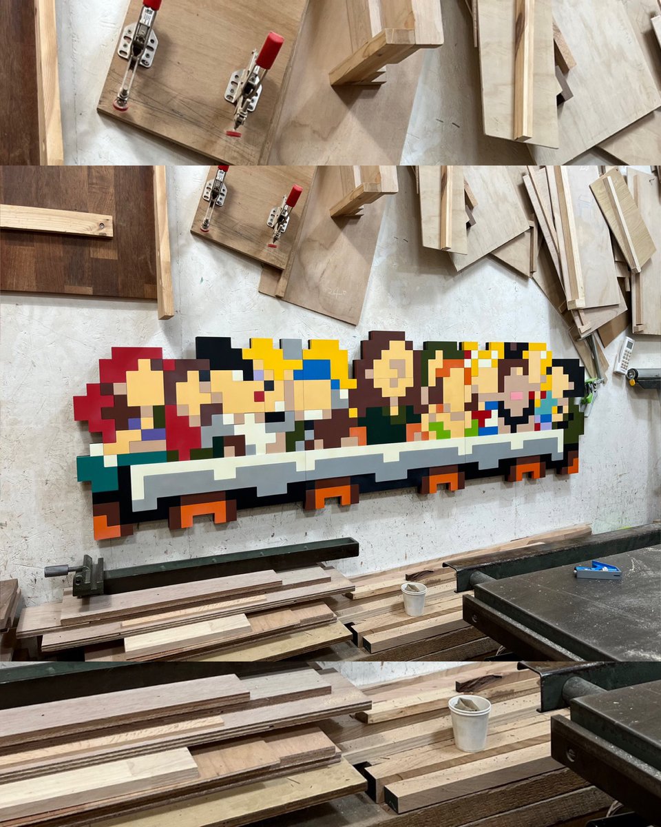The supper of the MONAs✨
#pixelart by #joojaebum
with <a href="/b_stanby/">STANby B</a> 
at ArtBusan 
-
Wooden base with acrylic-painting
2023 / 1800 x 540 mm
-
#monaproject #mona #artbusan #pixel #art