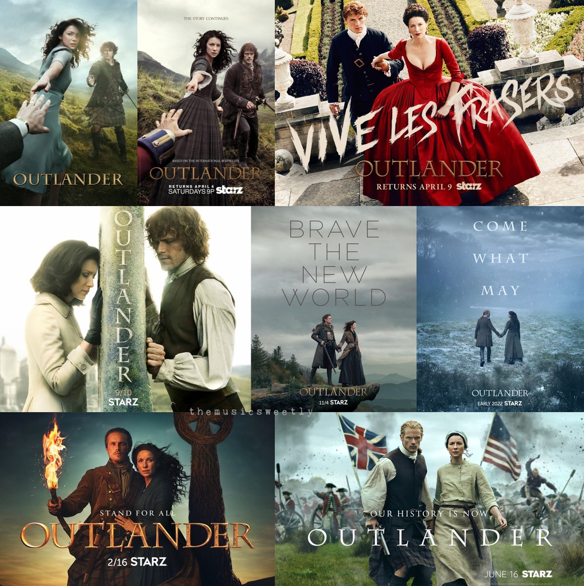 TinyTunney's tweet image. Outlander Key Art Posters throughout the years 🔥🔥🔥