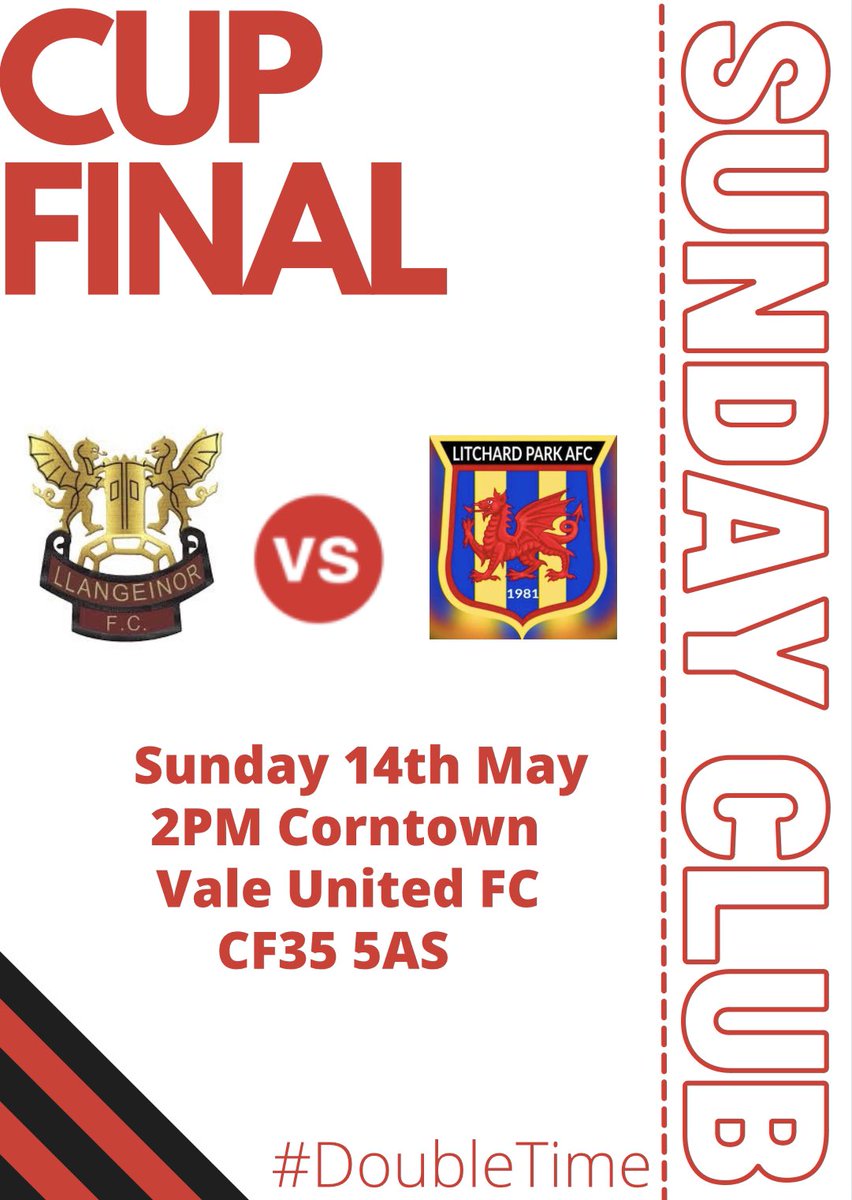 Massive game this Sunday against <a href="/LitchardParkAFC/">Litchard Park AFC</a> supporters bus leaving at 12.15 from the club🔴⚫️