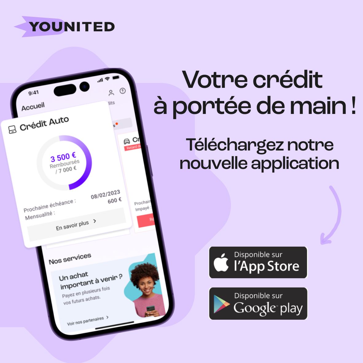 📢 #Younited lance son application mobile !
Après avoir révolutionné le marché avec nos offres de #CréditInstantané, nous offrons à nos clients un outil pour les aider à gérer leurs crédits📱
Pour plus d’informations et télécharger l'application 👇
lnkd.in/efum9zFX