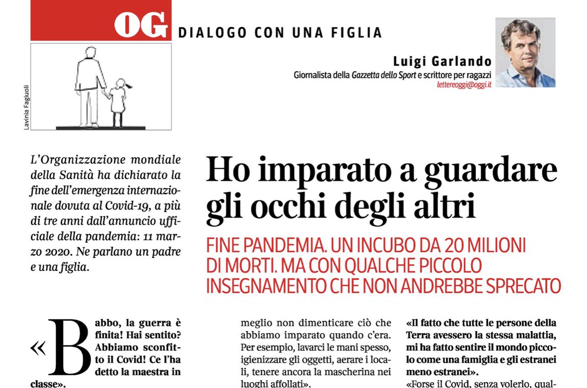 L’Oms ha dichiarato terminata la pandemia da #Covid Abbiamo imparato qualcosa da quel trauma collettivo? Se lo chiedono (con esiti differenti) @fabfazio in #SenzaImpegno e @garlando_luigi nel suo #DialogoConUnaFiglia sul nuovo #OggiSettimanale