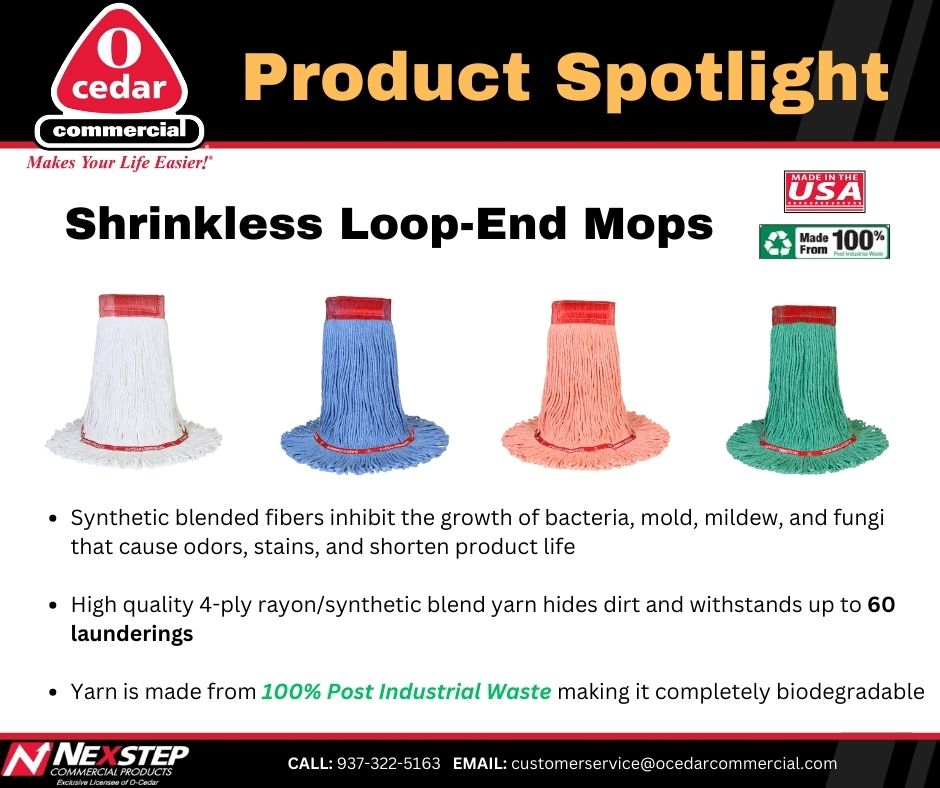 NexstepOCedar's tweet photo. Looking for an absorbent, extremely durable, and shrink-resistant mop? Checkout our Shrinkless Loop-End Mops!😍 https://t.co/YW8SSZS8Js