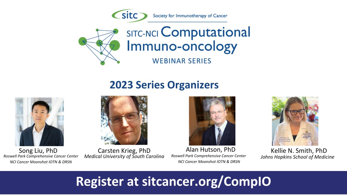 sitcancer's tweet photo. Register for the free SITC-@theNCI Comp IO 2023 webinar series. Led by experts in the field, this 8 webinar series will help individual research labs embrace the computational challenges of analyzing and integrating diverse data across the spectrum of IO. https://t.co/pfGoYkJ5WE https://t.co/z84OWIBr5U