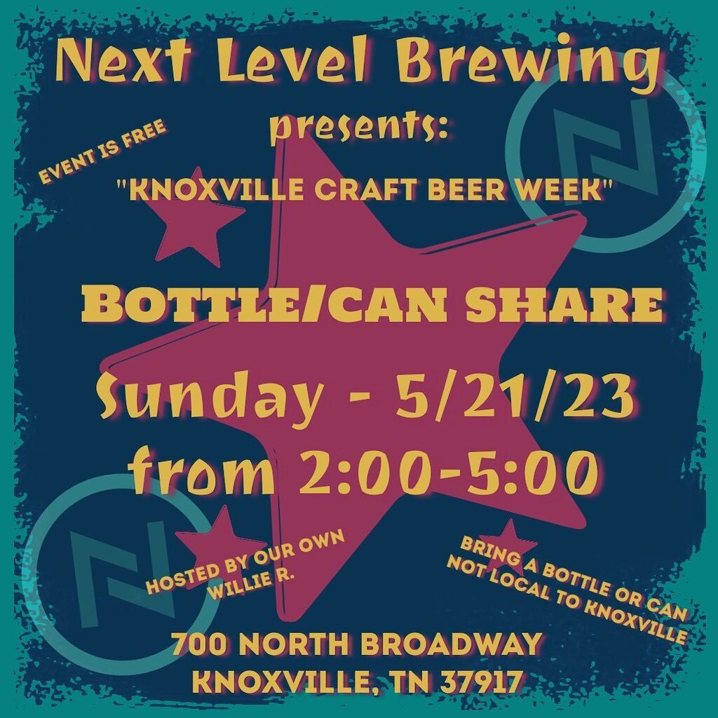 🐳🐳🐳 Knoxville Craft Beer Week is right around the corner and we’re getting pumped up here for it.  Join us Sunday, May 21 from 2:00-5:00 for a bottle/can share at <a href="/nextlevelknox/">Next Level</a> in the tap room.  The event is hosted by none other than our very own Wi… instagr.am/p/CsG55S4rDjA/