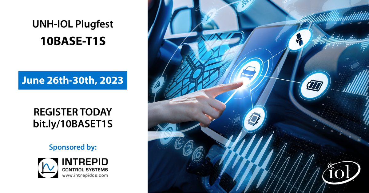 UNH_IOL's tweet image. The IOL is happy to share that we are hosting the next 10BASET1-S Plugfest from June 26th to June 30th, 2023!

For more information check out our website: iol.unh.edu/event/2023/06/…

#automotive #singlepair #ethernet