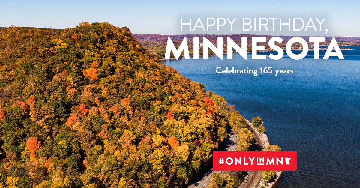 Happy birthday, Minnesota! 🥳165 years ago, Minnesota became the country's 32nd state. Celebrate this special day with us and share your favorite destinations, events, attractions #OnlyinMN!