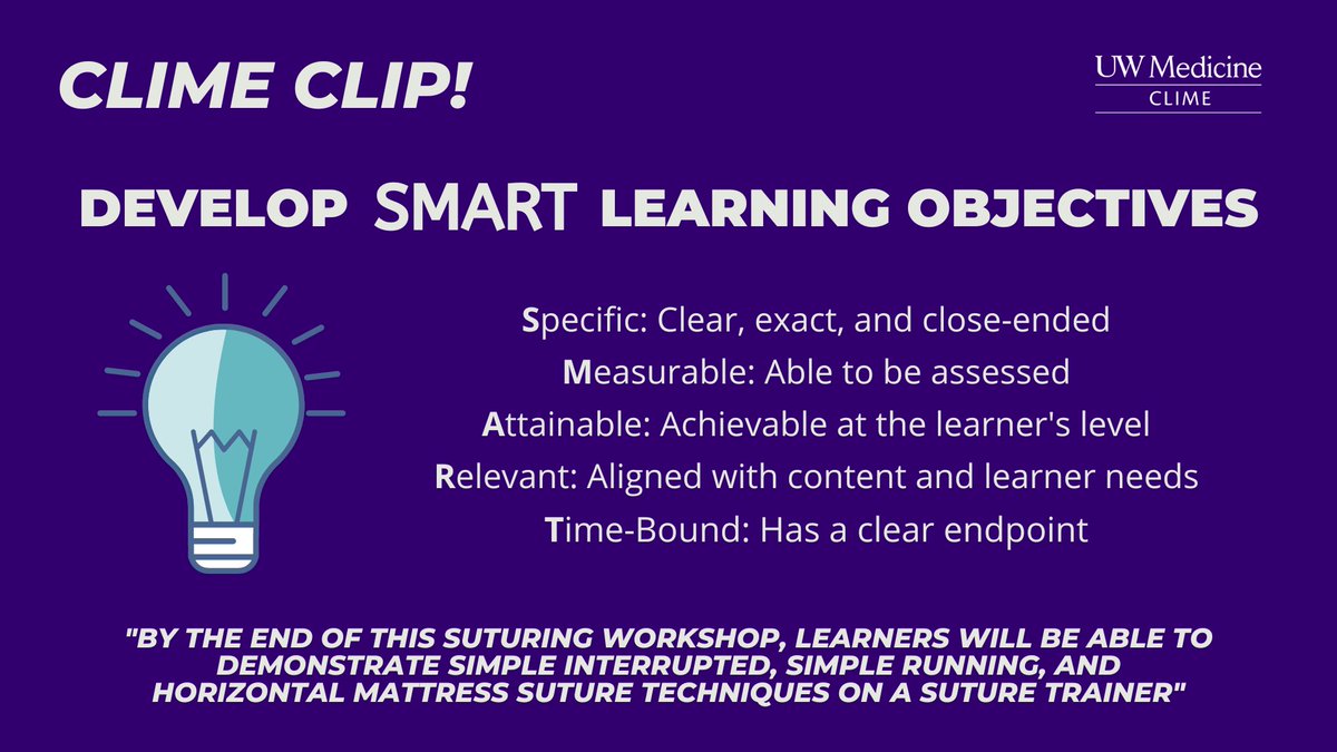 Check out this CLIME CLIP!  

Want to learn more about developing learning objectives? Check out this article bit.ly/42P9xxC!

#MedEd #MedTwitter