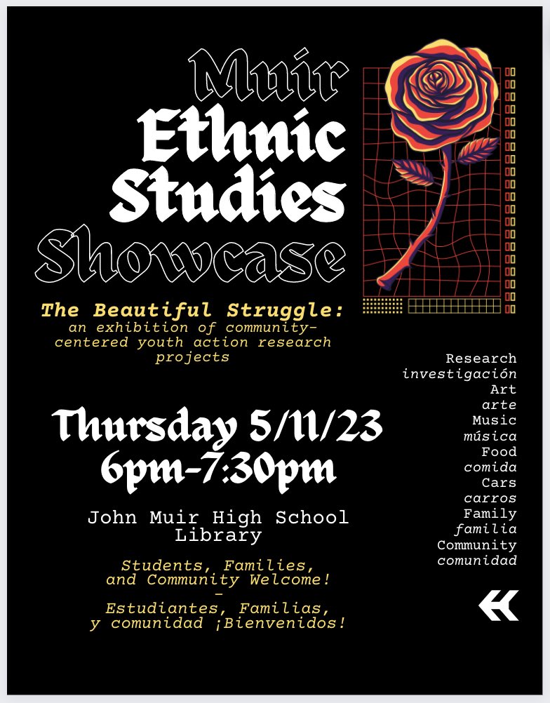A total of 45 academic research posters ready for tonight’s showcase. My Ethnic Studies students really showed out on their action research projects! If you’re 626 family come thru…we’ll have lowriders, community partners, and ethnic studies dopeness on display!!