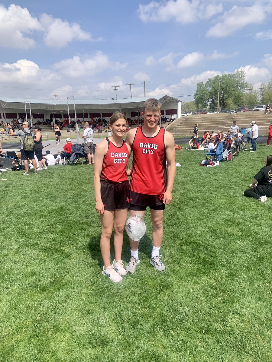 These two have punched their ticket to State! Kambri Andel jumps 17-3 to win the long jump and Barrett Andel PR’s and places 2nd with a 12-1 jump in the pole vault. <a href="/DC_Scouts/">David City Schools</a>