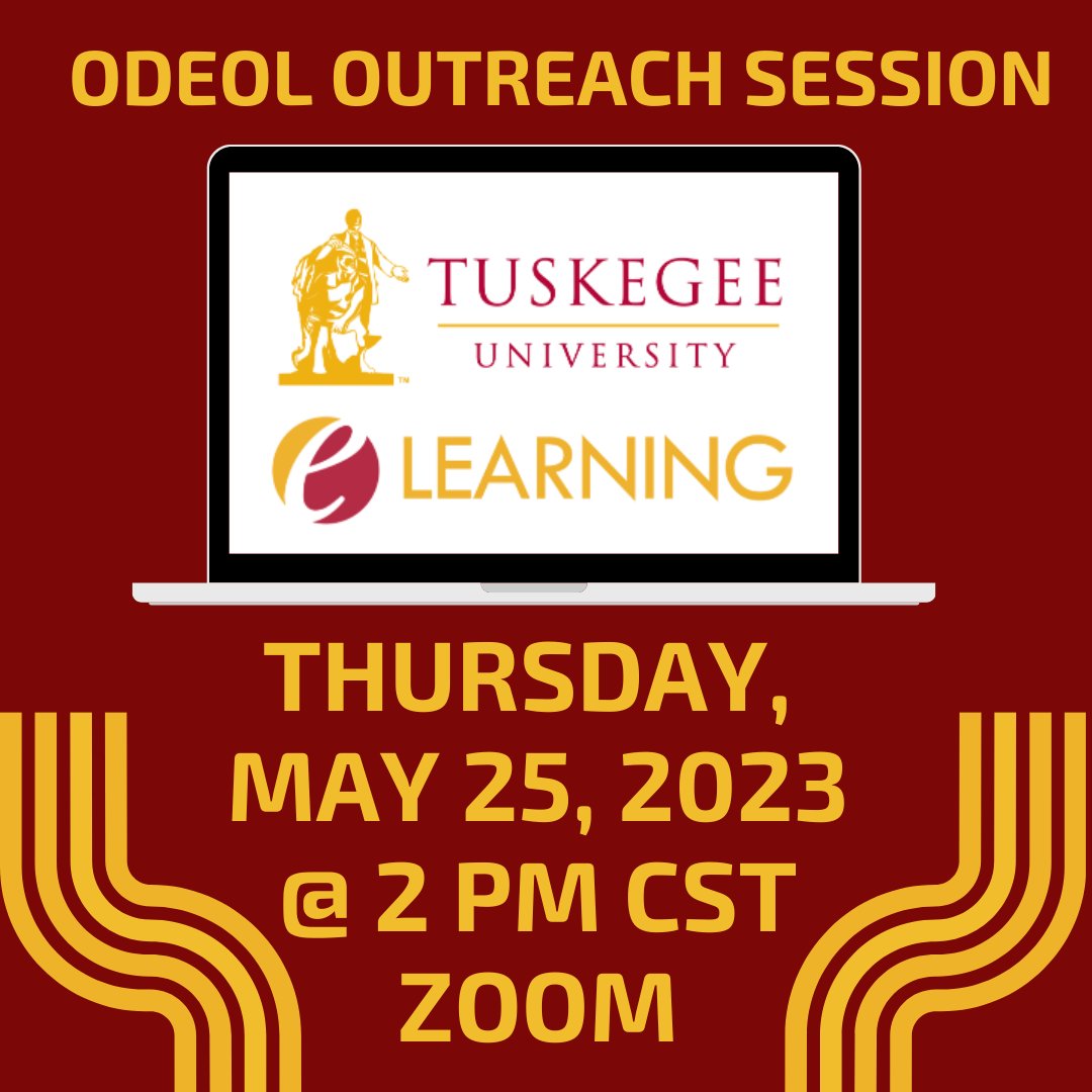 The Tuskegee University Office of Distance Education and Online Learning will be having an ODEOL OUTREACH SESSION for prospective students.

Register via this link: lnkd.in/grKJSJRw

If you have any questions, please call 334-724-4704.