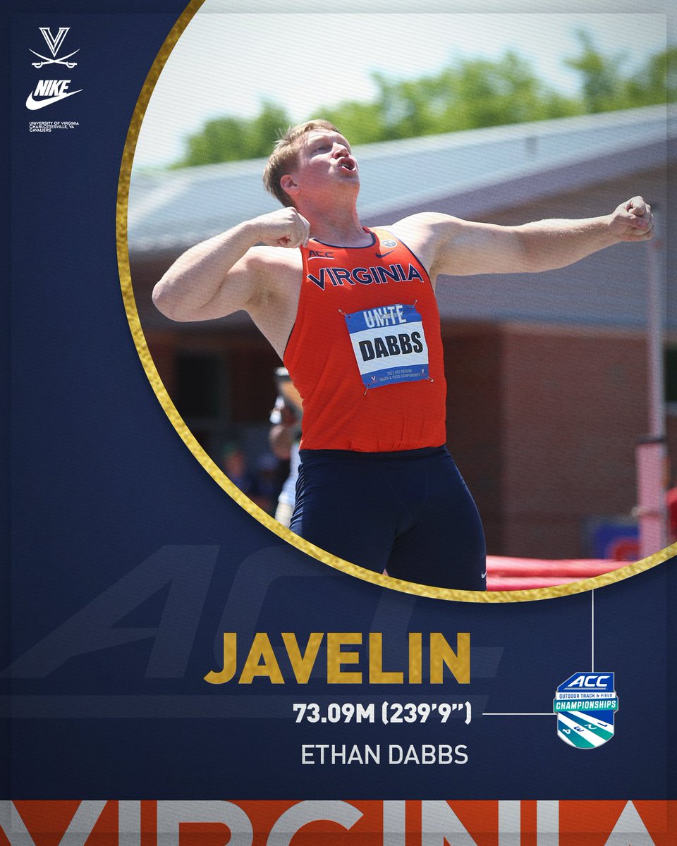 UVATFCC's tweet photo. 𝗕𝗮𝗰𝗸-𝘁𝗼-𝗕𝗮𝗰𝗸-𝘁𝗼-𝗕𝗮𝗰𝗸-𝘁𝗼-𝗕𝗮𝗰𝗸 🔥

Ethan Dabbs. The only competitor to win FOUR ACC men's javelin titles 🤯

#GoHoos⚔️ https://t.co/R8bSW9d5Z8