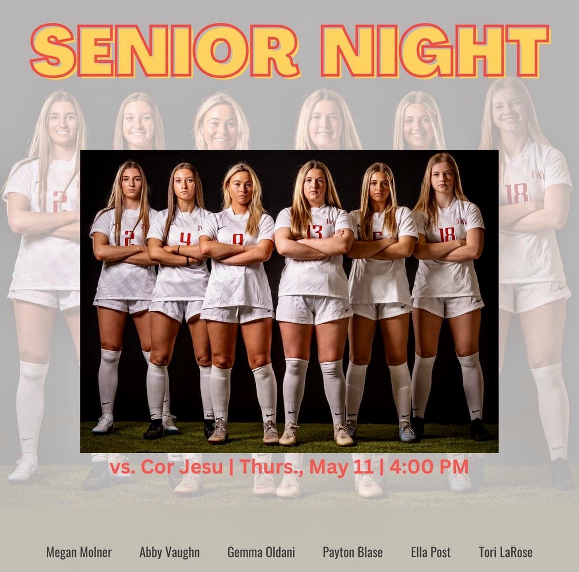 IncarnateSoccer's tweet photo. Today is the day. IT’S OFFICIALLY SENIOR NIGHT GAME DAY!!! please come out to support our 6 AMAZING seniors for all they’ve done for our program ❤️💛

🆚 Cor Jesu
📍IWA
⏰ 4:00 PM - Introductions starting @ 3:40 PM https://t.co/MPVEM6GOwq