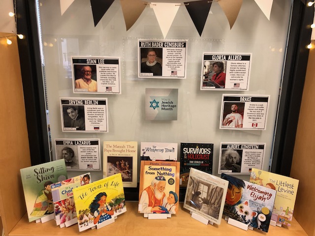 #JewishHeritageMonth Here are just some of the books our students can find in our school library celebrating Jewish heritage. #elementaryschoollibraries #ocdsblibraries #celebrateallyearlong #manorparklovestoread