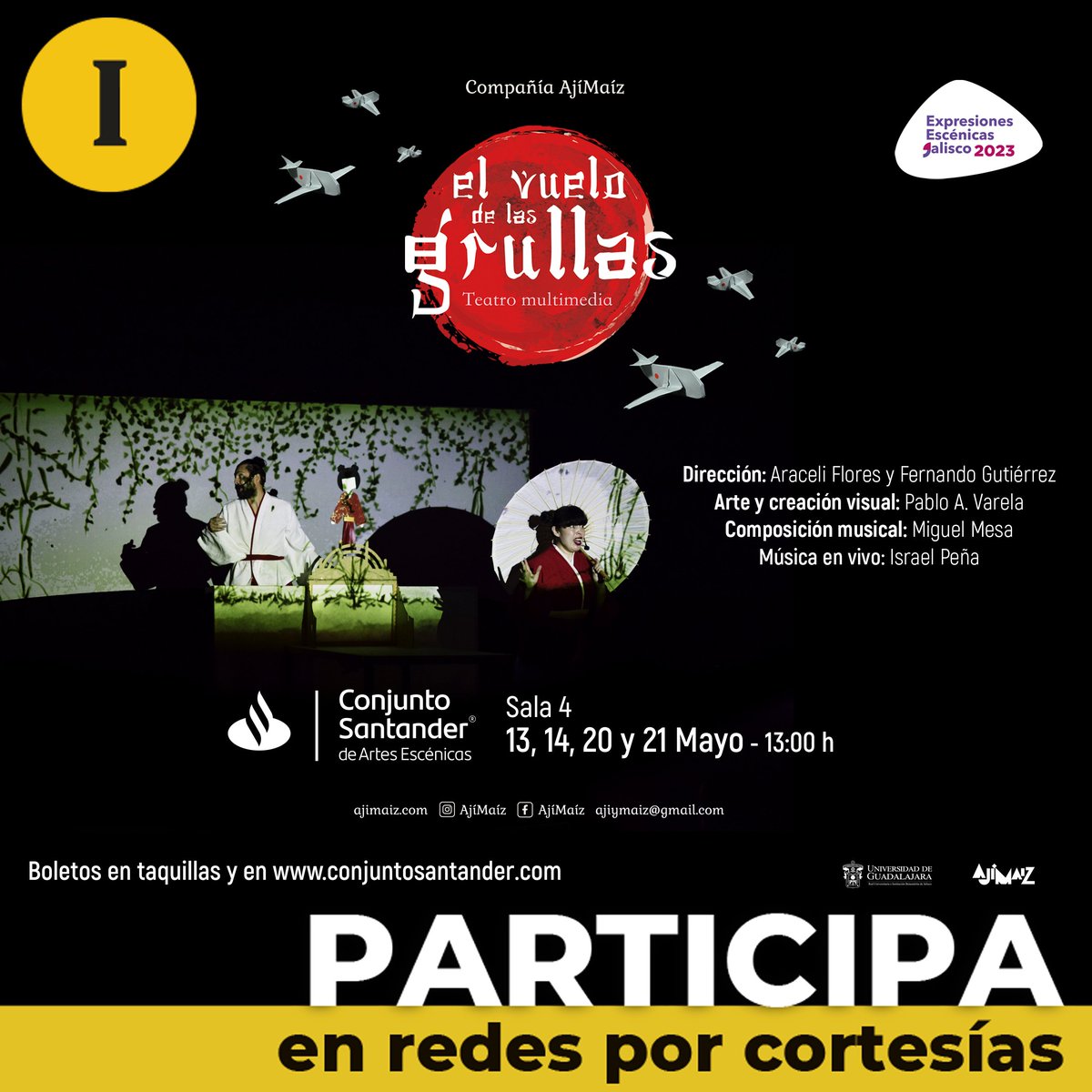 circulo_i's tweet photo. Círculo Informador y @ConjSantander tiene para ti un pase doble para "El vuelo de las grullas" 

📌¿CÓMO PARTICIPAR? 
1️⃣Dale like
2️⃣Dale RT 
3️⃣Comenta tu número de suscriptor y etiqueta a @ConjSantander 

El ganador será elegido al azar el día viernes 12 de mayo a las 16:00 hrs. https://t.co/Dv3mN24LM0