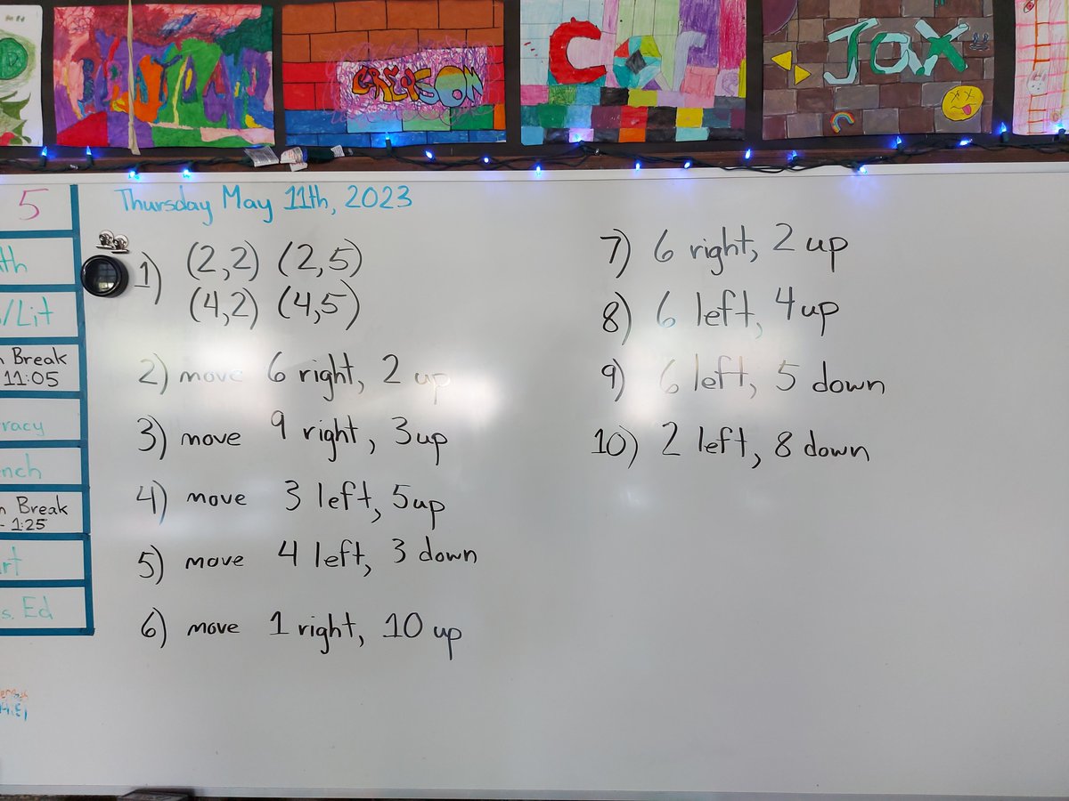 MrWell85's tweet photo. Grade 4/5 went on a translation quest this morning. They had to follow a series of steps to see if they could correctly move their shape around the grid and end up matching my grid. @HoffmanSartor @gecdsbpro https://t.co/ndH13AZFdy