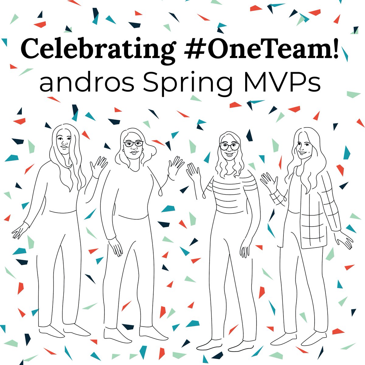 We're thrilled to announce our Spring MVPs: Vani, Allie, Alisha, and Lisa!

Each quarter we acknowledge the team members who have gone above and beyond in their roles, embodying the core values of andros. Want to learn more about their impact?
bit.ly/42NuKYR