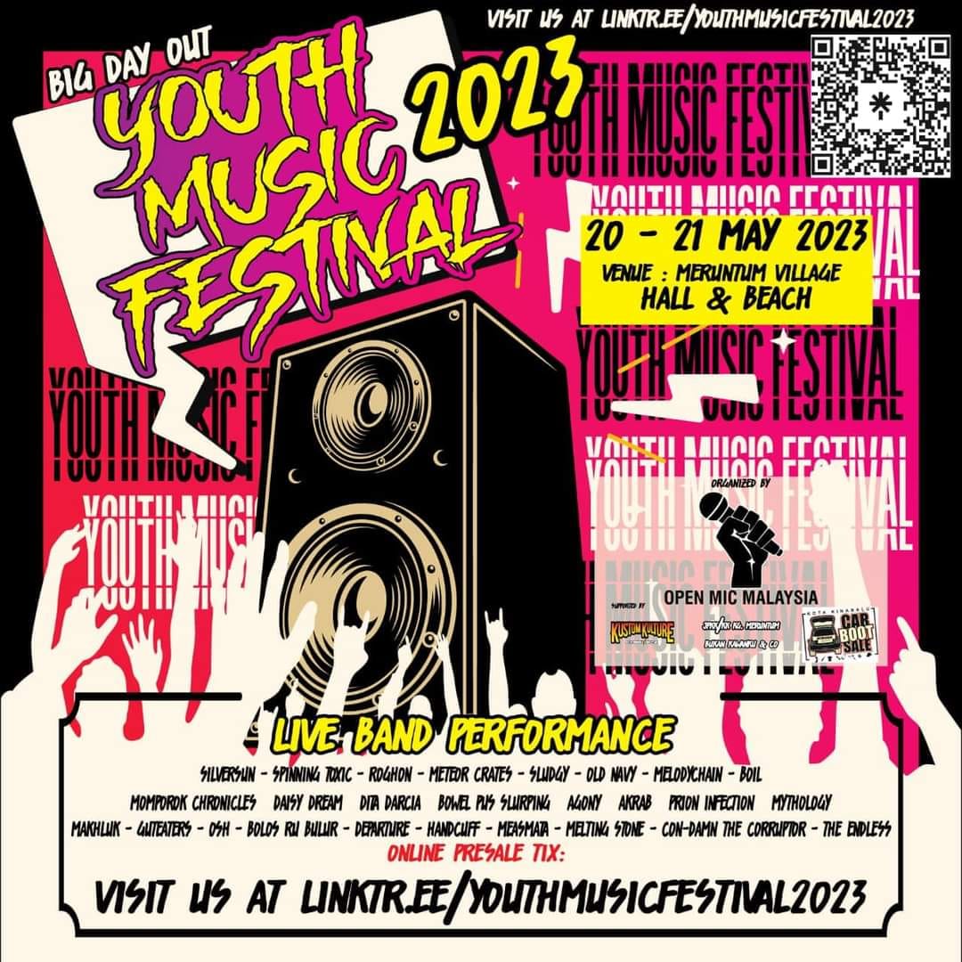 #ONGROUND LIVE: BIG DAY OUT : YOUTH MUSIC FESTIVAL 2023 
ft. #MeteorCrates #MelodyChain #BOIL <a href="/DitaDarciaKKHC/">Dita Darcia Official</a> #PrionInfection <a href="/measmata/">Measmata</a>
#CondamnTheCorruptor &amp;more
at MeruntumVillageHall #Penampang #KK #SABAH
SAT-SUN May20-21 6pm
TICS: linktr.ee/youthmusicfest… or +6011.1141.0757
