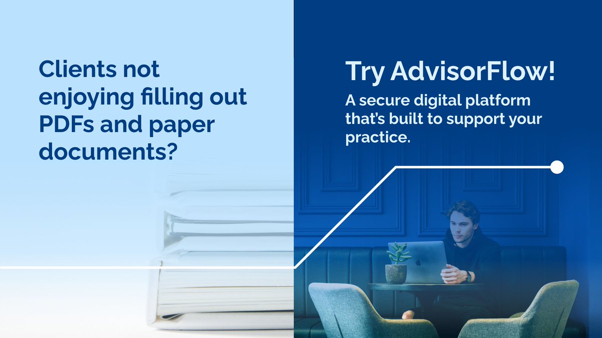 Clients not enjoying filling out PDFs and paper documents? 

Try AdvisorFlow! A secure digital platform that's built to support your practice.

#finance #financialadvisor #advisor #niche #management #advisorupdate #technology #advisortech #experience