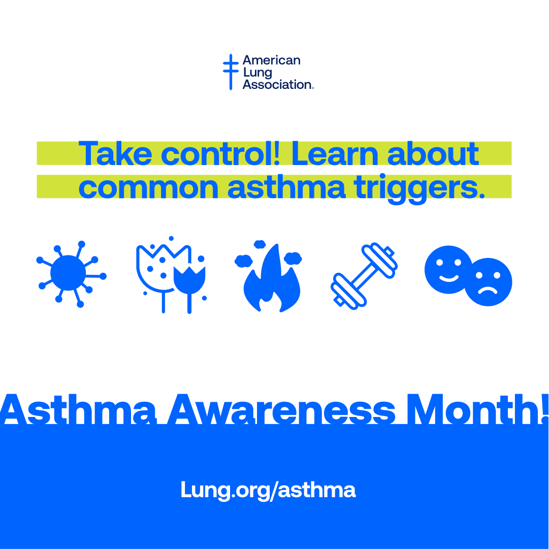Asthma triggers can include respiratory infections, allergens, irritants, exercise, and emotions. Learn how to avoid and reduce your asthma triggers this #AsthmaAwarenessMonth Lung.org/asthma #AsthmaFacts