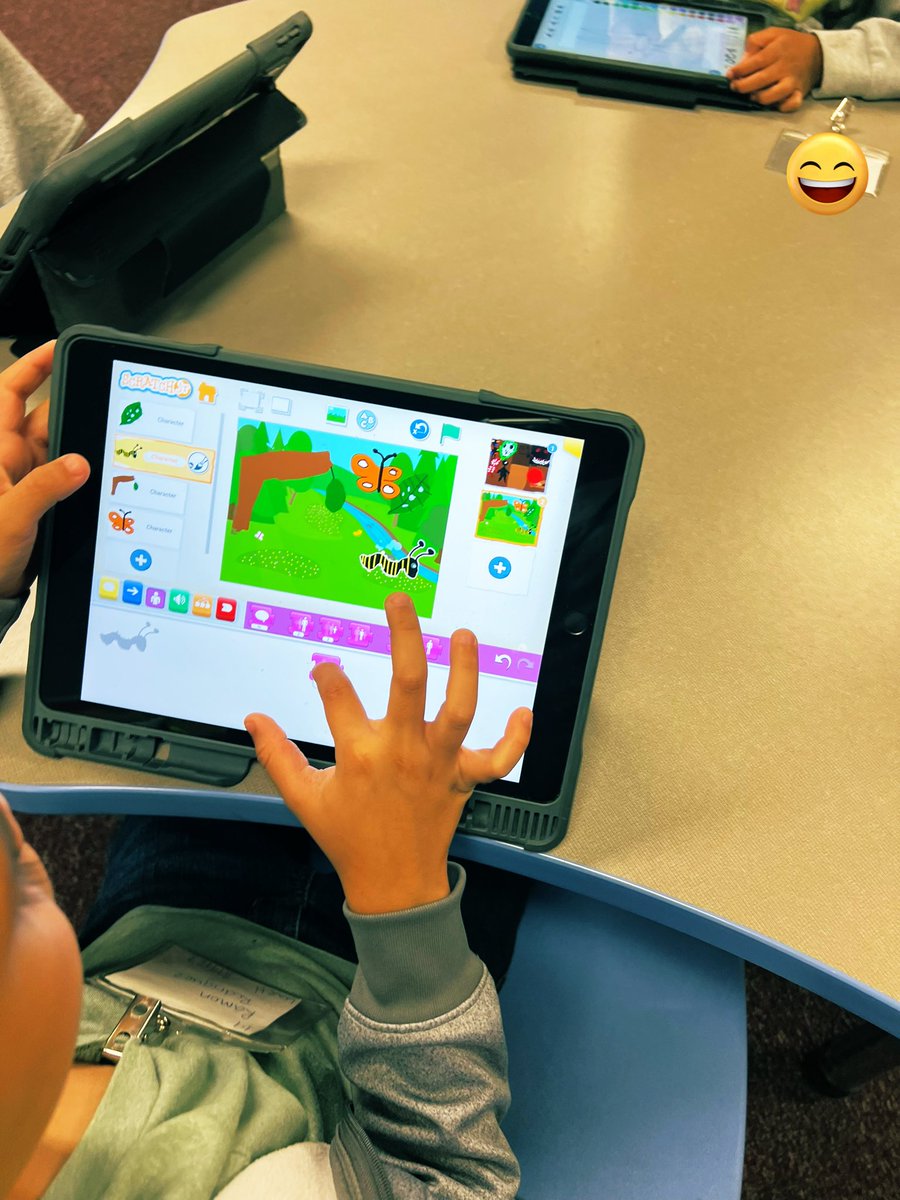 MRivera_2's tweet photo. Some of the first graders are working on Scratch Jr Integration Project, Life cycle of a butterfly 🦋 @PeaseMustangs @ECISDScience @txBeckytech @BootUpPD @scratch https://t.co/Ui90aLgi9r