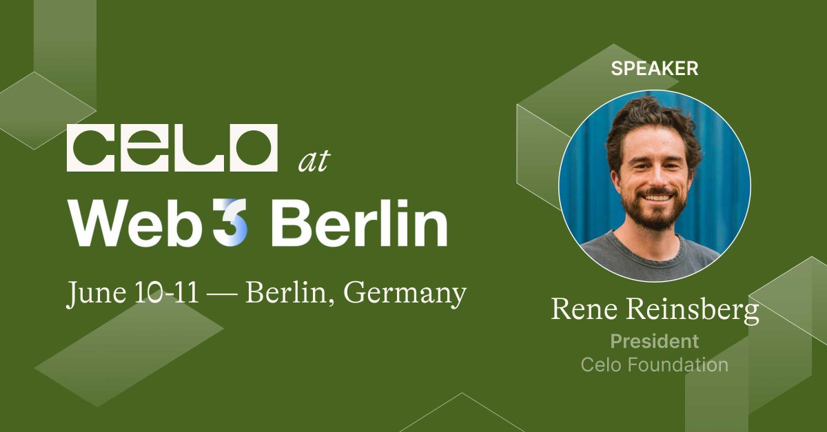 Celo's tweet photo. Celo is partnering with @berlinweb3com to giveaway 30 free tickets to Web3 Berlin! 🎟️

To enter:

☑️ Follow both @CeloOrg and @berlinweb3com
☑️ Like &amp; Retweet this post
☑️ Tag a friend in the comments

The winner will be chosen at random on May 15th!

Terms &amp; Conditions Below ⬇️ https://t.co/LfIS0qsd6x
