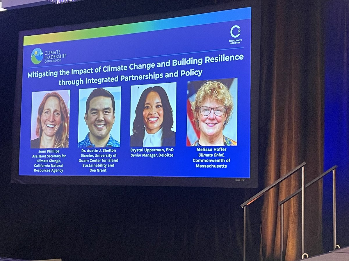 Yesterday’s session on resilience —with climate leaders at #TheCLC @massgov’s Melissa Hoffer, <a href="/JennC_Phillips/">Jenn Phillips</a> from CA  natural resources agency, <a href="/GuamCoral/">Austin Shelton, PhD</a>’s Austin Shelton, and <a href="/Dr_Upperman/">Crystal Upperman</a> —packs a powerful punch in our first plenary.