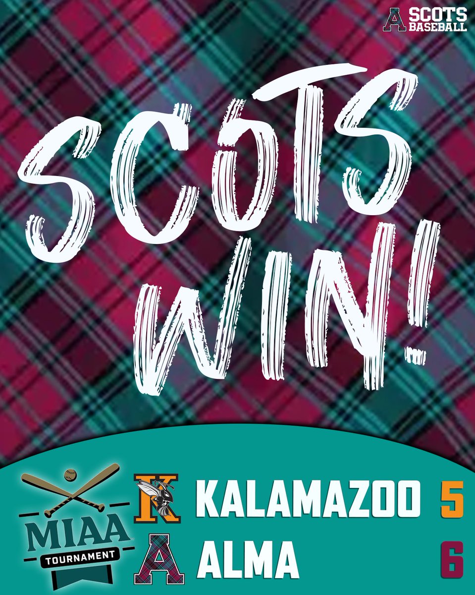 AlmaScotsBSB's tweet photo. Moving on!!!
We’ll see you tomorrow at Noon for Game 6 of the @MIAA1888 Baseball Tournament!! https://t.co/y1DJ7Vmy5e