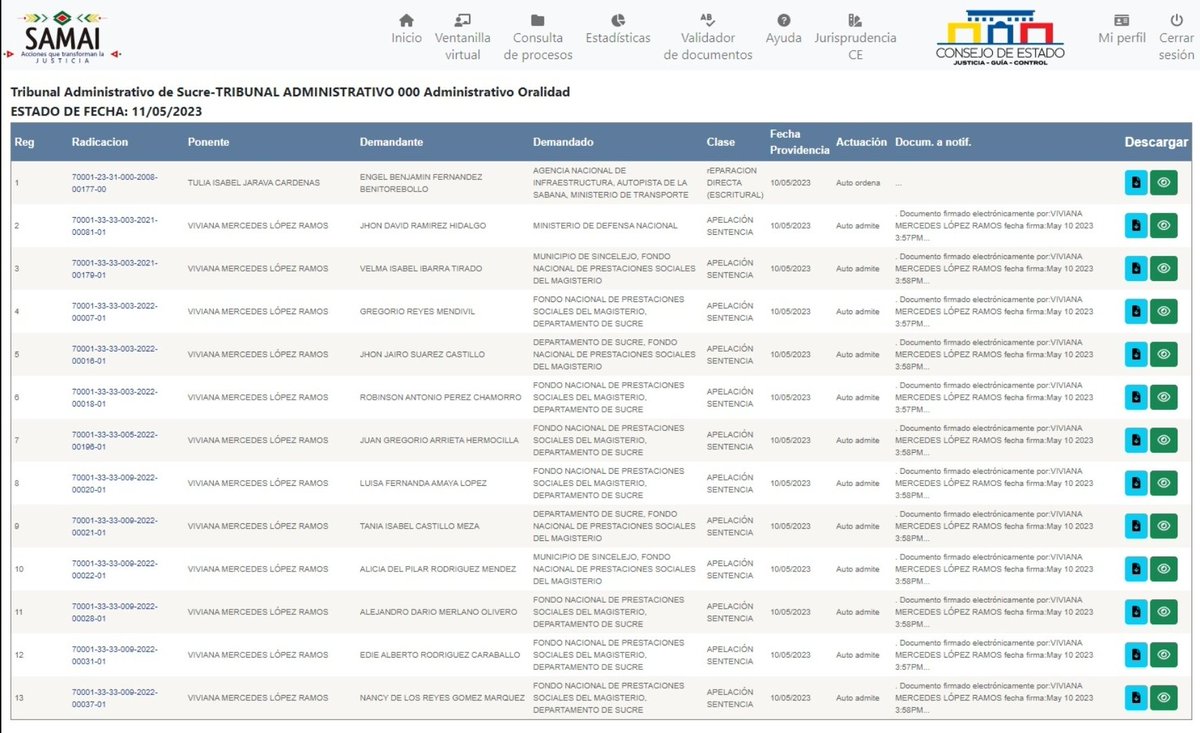 TribunalSucre's tweet photo. El Tribunal Administrativo de Sucre publica el estado de fecha 11 de mayo de 2023, consultelo en SAMAI.

https://t.co/xb1Fl6PaFB https://t.co/gfPUuCVyOb