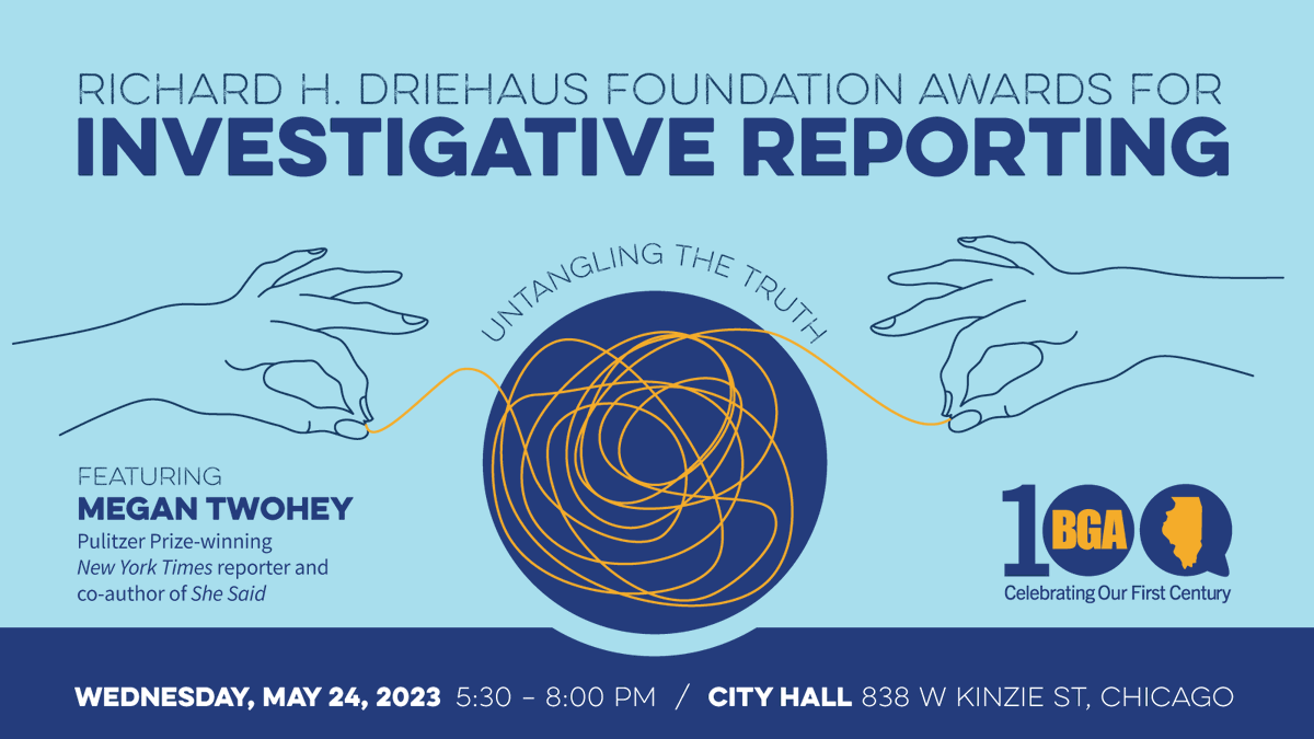 The Driehaus Awards are under two weeks away! Don't forget to buy your tickets for this celebration of investigative reporting featuring a conversation with <a href="/mega2e/">megan twohey</a>, Pulitzer Prize-winning reporter for The New York Times. 

Buy your tickets here: eventbrite.com/e/2023-richard…