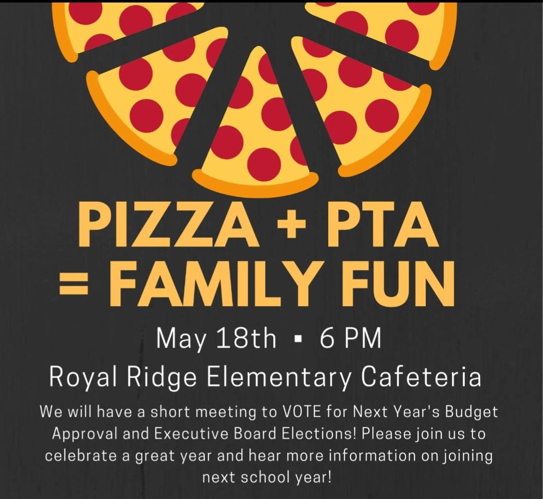 ridge_pta's tweet photo. Save the date &amp; come join us🍕🍕🗳️  We hope to see you there🎉
#rootedroyalridge https://t.co/fVZO603gQk