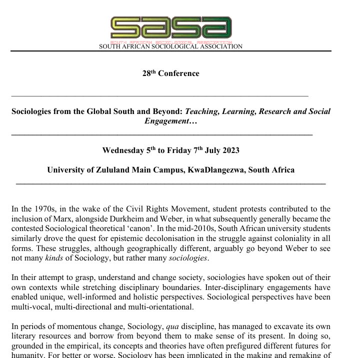 South African Sociological Association tweet media